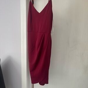 Lulu's Red Sheath Midi Dress Spaghetti Strap